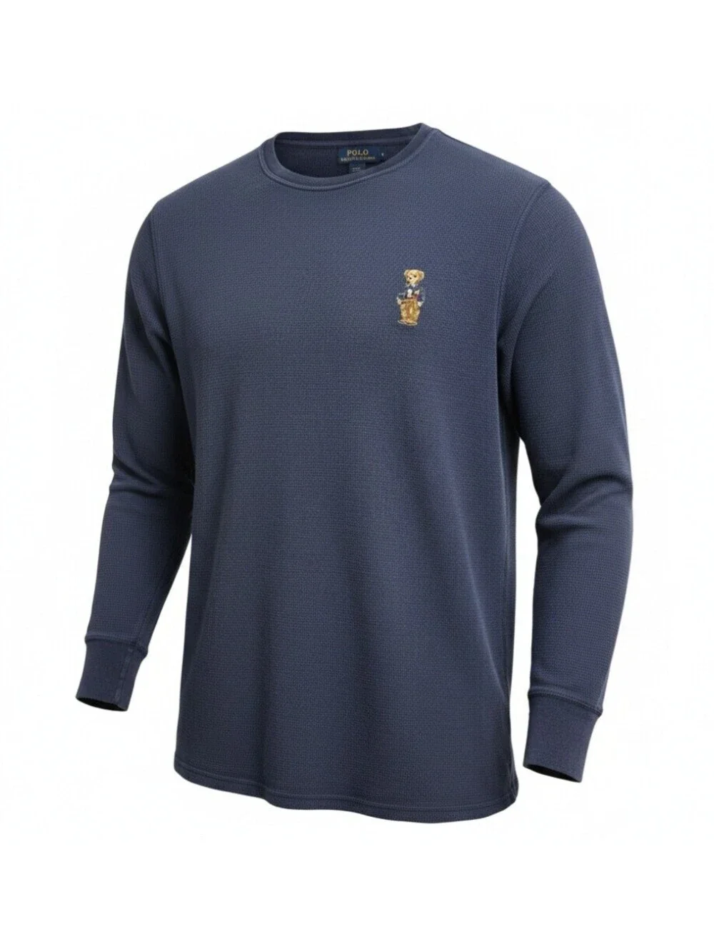 Polo Ralph Lauren Sleepwear Mens 2X Navy Waffle Knit Thermal Polo Bear Shirt